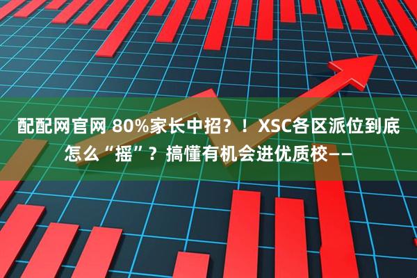 配配网官网 80%家长中招？！XSC各区派位到底怎么“摇”？搞懂有机会进优质校——